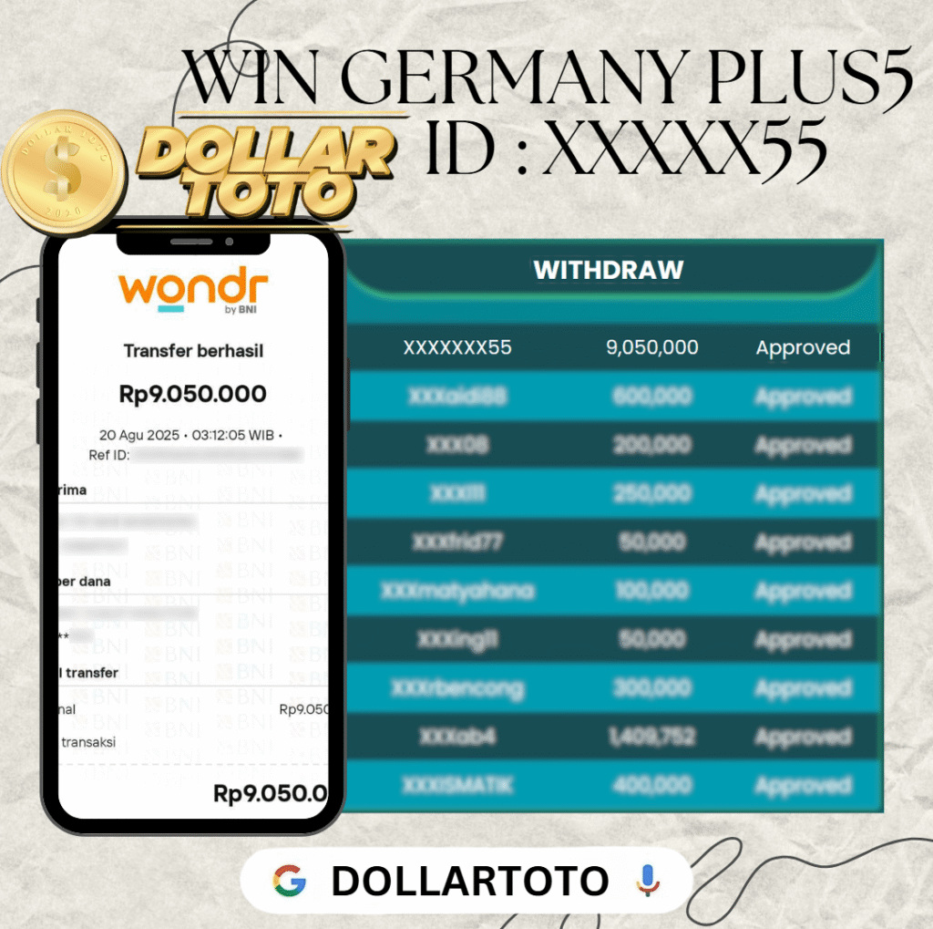 MEMBER DOLLARTOTO JACKPOT DI PASARAN GERMANY PLUS5