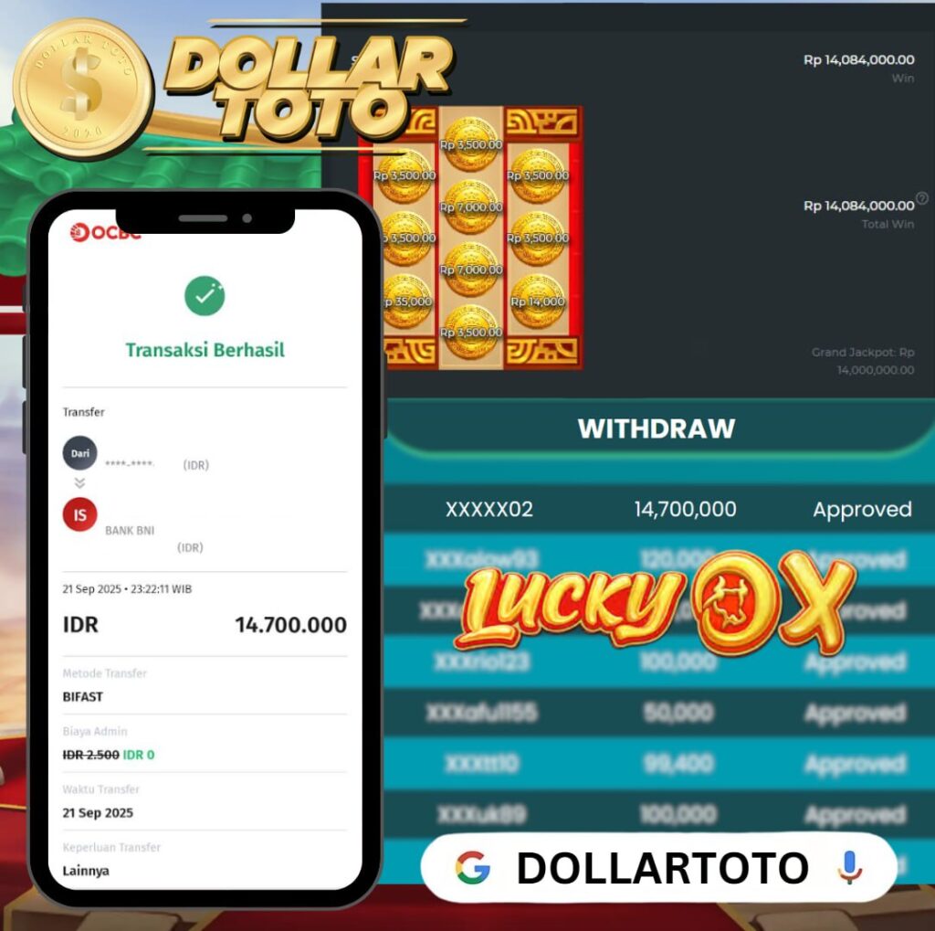 14 JUTA MELUNCUR DENGAN LANCAR !! DOLLARTOTO EMANG ANDALAN CUAN CEPAT TANPA RIBET!!