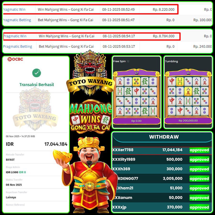 PANEN CUAN! MAHJONG WINS GONG XI FA CAI KALI INI KASIH WIN 17JT DI TOTOWAYANG!!