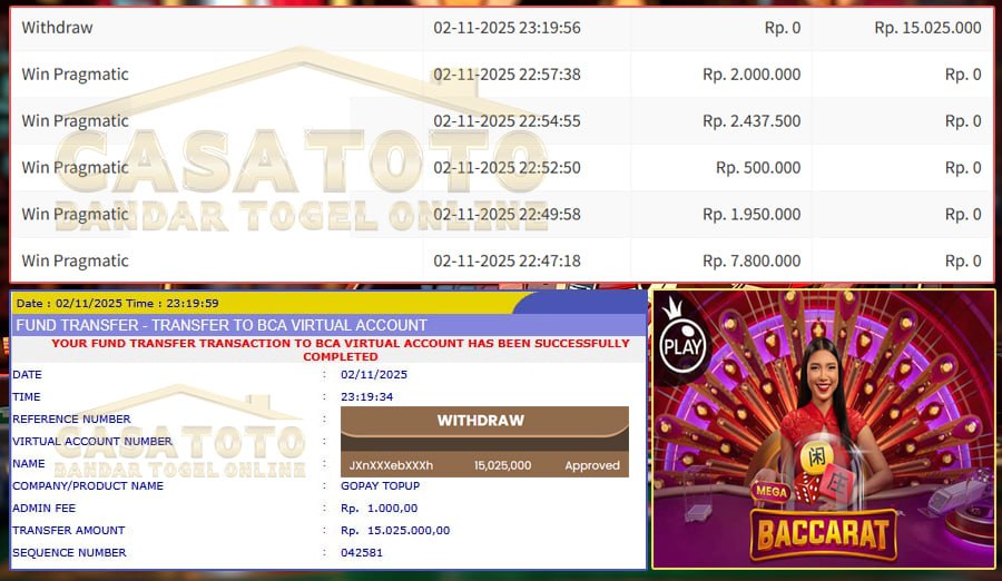 LEMPAR DADUNYA TANGKAP CUANNYA!! WIN LAGI DI CASATOTO YANG TIADA DUANYA!!